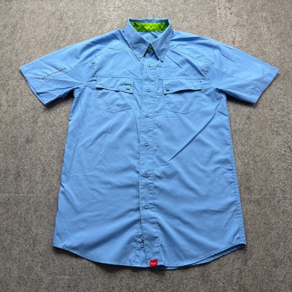 Huk Shirt Men Small Solid Performance Fishing Short Sleeve Button-Down - Picture 2 of 13